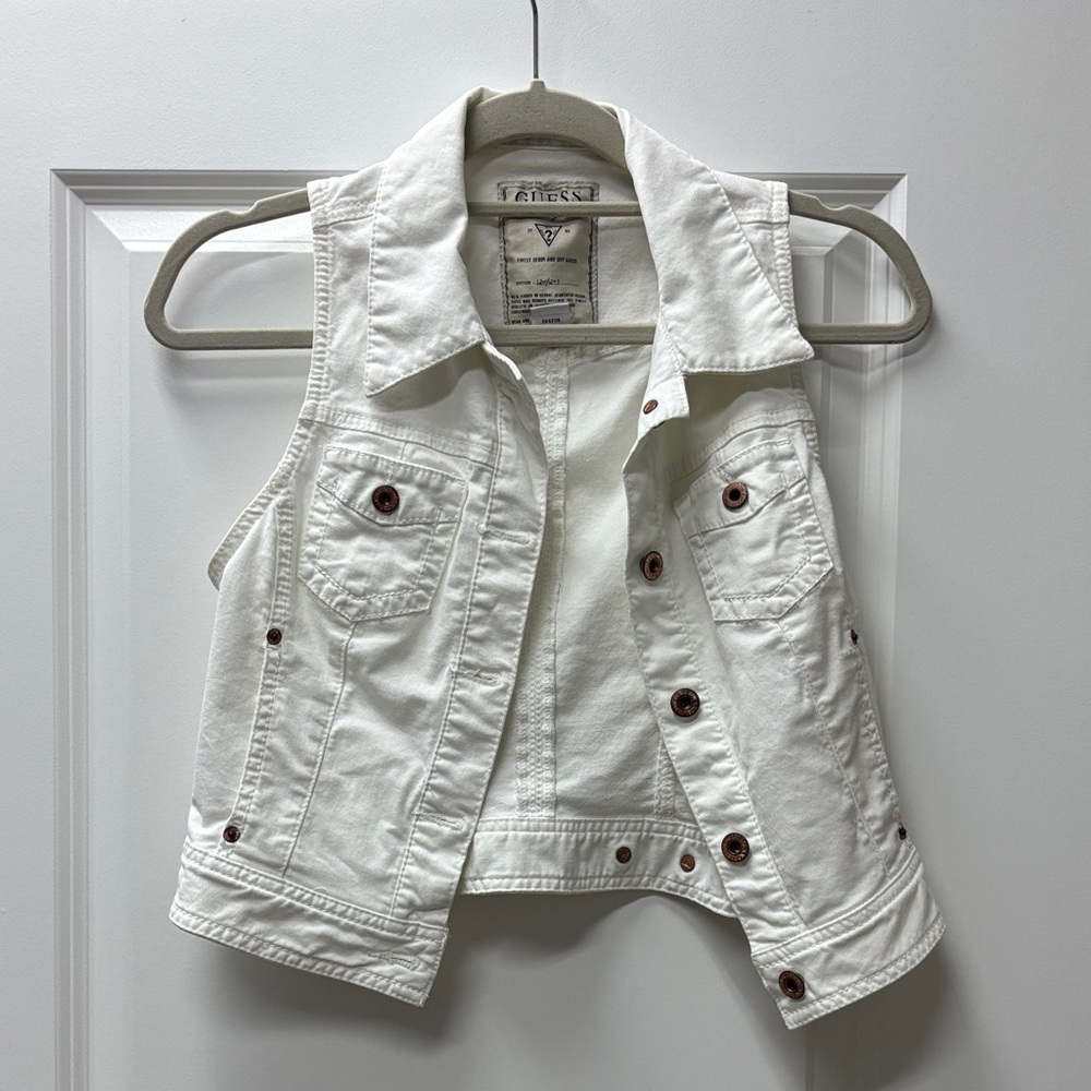 Guess White denim Vest